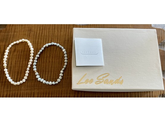 (2) Lee Sands Natural Pearl Stretch Bracelets With Paperwork