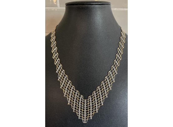 14k White And Yellow Gold Woven 16' Necklace - 13.4 Grams Total