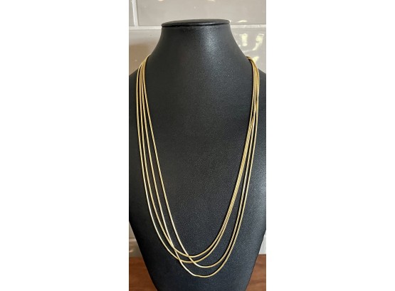 Veronese 18K Gold Over Sterling Silver 100' Necklace  With Bag, Box And Paperwork