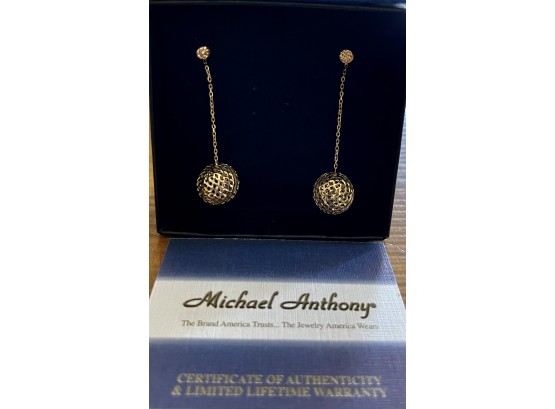 Pair Of Michael Anthony Jewelers 14k Gold Chain And Ball Earrings IOB 2'
