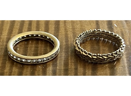 (2) 14k Gold Rings - (1) Woven Size 6.5 And (1) CZ Size 6.25 - 5.1 Grams Total