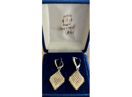 Pair Of 14k Gold Woven Leverback Earrings By Imperial Gold - 6.4 Grams Total