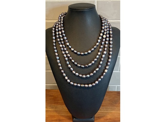 IPS Imperial Pearl Syndicate Grey Pearl And Sterling Silver Clasp 80'  Necklace