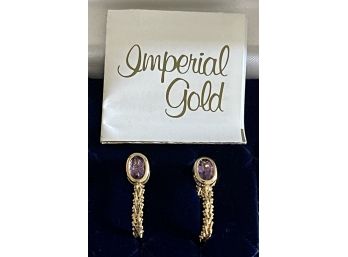 Pair Of 14k Gold And Amethyst Earrings From Imperial Gold