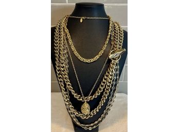 18k Gold Over Sterling Byzantine Necklace, Joan Rivers Locket, Gold Tone Necklace, Heavy Chain Belt/necklace