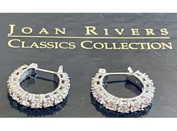 Joan Rivers Classic Collection CZ And Silver Tone Hoop Earrings