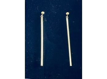 Pair Of 14k Yellow Gold Match Stick 2.5' Earrings IOB