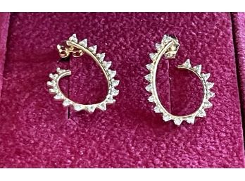 Affinity Diamond And 14k Gold Earrings IOB With Tags - 1.4 Grams Total