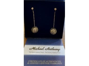 Pair Of Michael Anthony Jewelers 14k Gold Chain And Ball Earrings IOB 2'