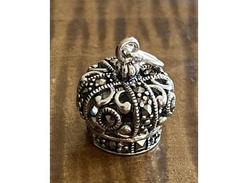 Sterling Silver Traditions Series Marcasite Silver Crown Charm - 5.7 Grams Total