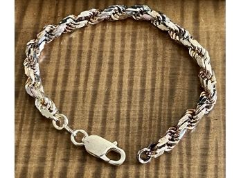 Sterling Silver Twist Chain Bracelet IOB 7' - 17.7 Grams