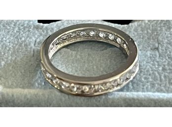 Epiphany Platinum Plaid Sterling Silver Ring With CZ Gemstones Size 5
