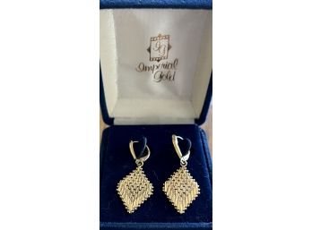 Pair Of 14k Gold Woven Leverback Earrings By Imperial Gold - 6.4 Grams Total