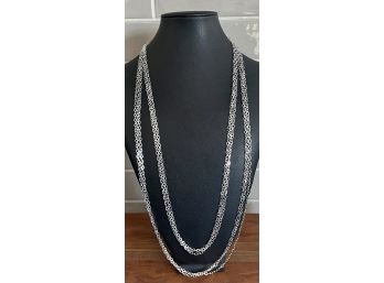 Sterling Silver Triple Strand Link Chain 60' Necklace - 25.1 Grams Total