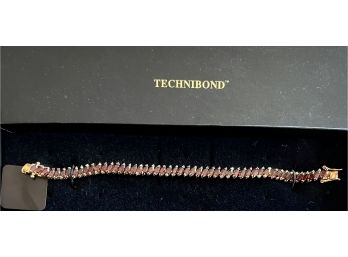 Technibond 18k Over Sterling Silver 7' Garnet Tennis Bracelet IOB