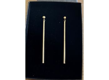 Pair Of 14k Gold Ball And Stick Earrings In Original Box 2.5' - 1 Gram Total