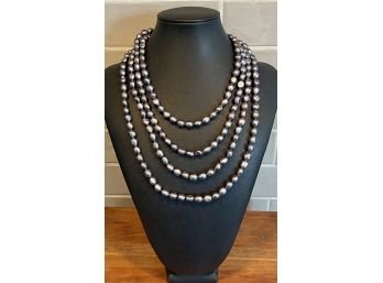 IPS Imperial Pearl Syndicate Grey Pearl And Sterling Silver Clasp 80'  Necklace