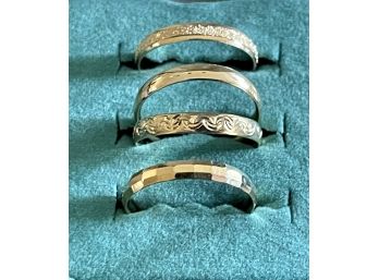(4) 14k Gold AK Turkey Size 7 Assorted Pattern Stackable Ring Bands - 3.5 Grams Total