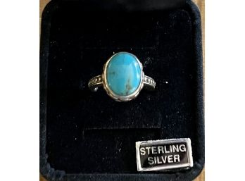 Sterling Silver And Blue Turquoise Ring Size 6