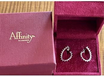 Pair Of Affinitiy Diamonds 14k White Gold And Diamond Earrings With Paperwork