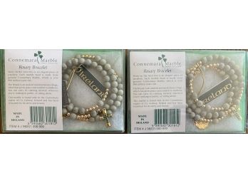 (2) Connemara Marble Rosary Bracelets From Ireland NIB