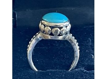 Sterling Silver And Turquoise Ring Size 6