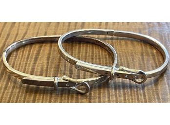 (2) Adjustable Buckle Sterling Silver Bangle Bracelets Mexico CI1 - 30.8 Grams Total
