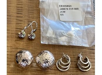 (4) Pairs Of Sterling Silver Earrings - ATI Thailand, Bolivia, Multi Gemstone- Amethyst, Blue Topaz, Garnet