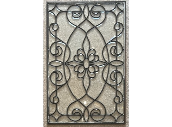 Late 1800's 22 X 34 Inch Beveled Glass And Metal Panel