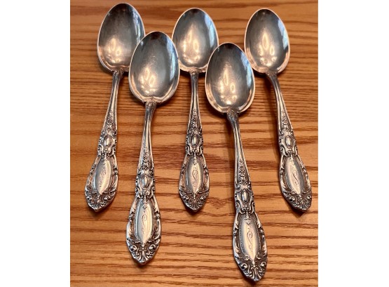 (5) Vintage King Richard Towle Sterling Silver Spoons Initialed S - Weigh 202 Grams Total