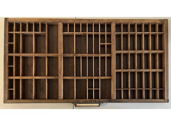 Large Antique Wooden Wall Hanging Organizer With Metal Trim