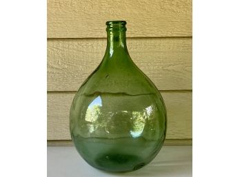 Vintage Hand Blown 17' Green Art Glass Bottle Or Vase