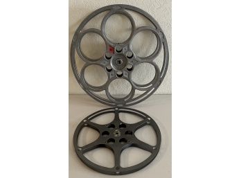 Vintage Goldberg Brothers 35mm 15 Inch Steel Movie Theater Reel With CompCo Chicago 15mm 12 Inch Reel