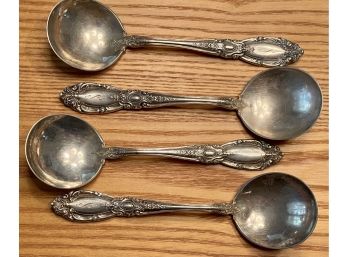 (4) Vintage King Richard Towle Sterling Silver Soup Spoons Initialed S - Weigh 202 Grams Total