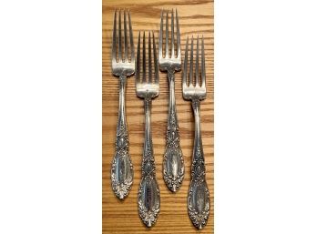 (4) Vintage Sterling Silver King Richard Towle Dinner Forks Initialed S - Weigh 266 Grams Total