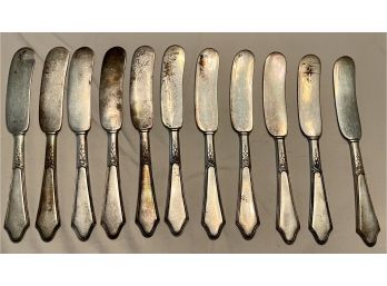 (11) Antique Robert Bowlen Lunt Sterling Silver Spreader Knives (288 Grams)