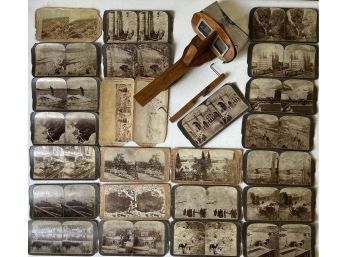 Antique Stereoscopic Viewer With (25) Slides