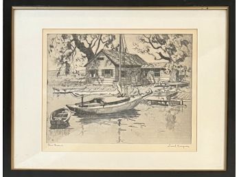 'Point Pleasant' Lionel Barrymore Small Etching Print In Frame