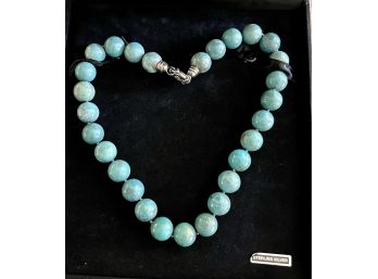Whitney Kelly Vintage Sterling Silver And Turquoise  Ball Bead Necklace In Original Box 18'