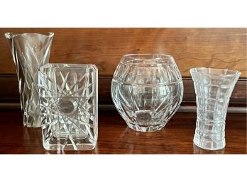 (4) Crystal Vases - (1) Signed Daisy And Button, Royal Lead Crystal