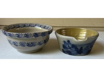 (2) Beaumont Pottery 1987 And 1988 Stoneware Pottery Bowls