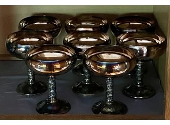 (8) Vintage Alfonso Made In Spain Silver Plate Twist Stem Goblets