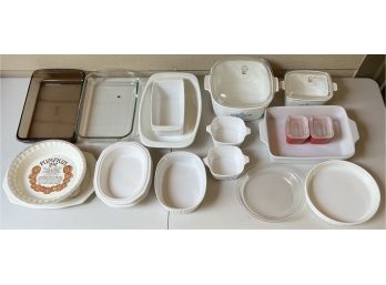 Large Collection Of Baking Dishes And Casseroles - Corningware, Pyrex, Martha Stewart, And More