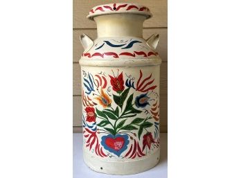 Antique 24.5 Inch Midwest Hand Painted Milk Jug With Lid