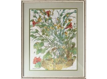 Laurence Retter Floral Lithograph In Custom Frame