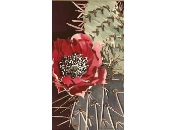 Original Signed Rita Thorton Watercolor Cactus Out Of Frame