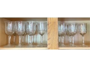 (17) Vintage Clear Wine Glasses - (2 Sizes) - 7 Smaller And 10 Larger