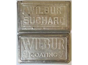 (2) Vintage Wilbur Suchard Chocolate Company Molds Galvanized Metal Pans - (1) Coating