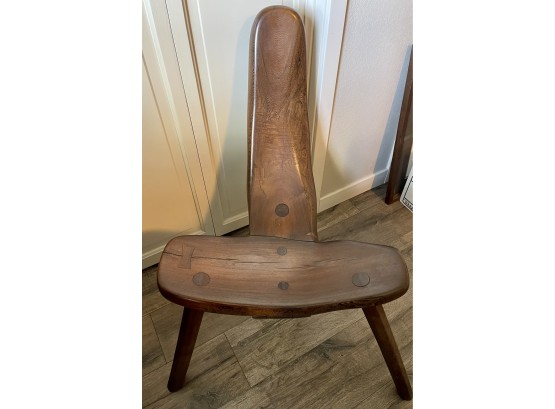 Incredible Primitive Antique Solid Wood Birthing Chair
