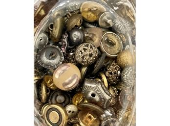 Jar Of Vintage And Antique Filigree Metal Buttons - Self Shank, Metal Shank